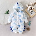 thumbnail image 1 of 0 Months Newborn Baby Boy Girl Winter Romper Sleepers Infant Snowsuit Bodysuit Footie Fleece Romper Toddler Winter Outfits Blue, 1 of 7
