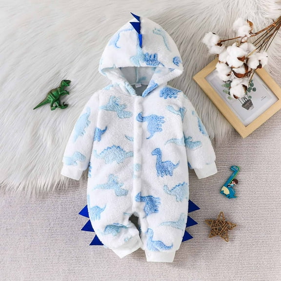 0 Months Newborn Baby Boy Girl Winter Romper Sleepers Infant Snowsuit Bodysuit Footie Fleece Romper Toddler Winter Outfits Blue