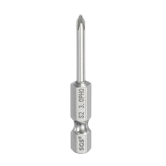 #0 Phillips Screwdriver Bit PH0 1/4" Hex Shank 2" (50mm) Long 0.12" Rod Magnetic Cross Head Drill Bits S2 Steel Industrial Screw Driver for Power Screwdrivers Drills, Silver