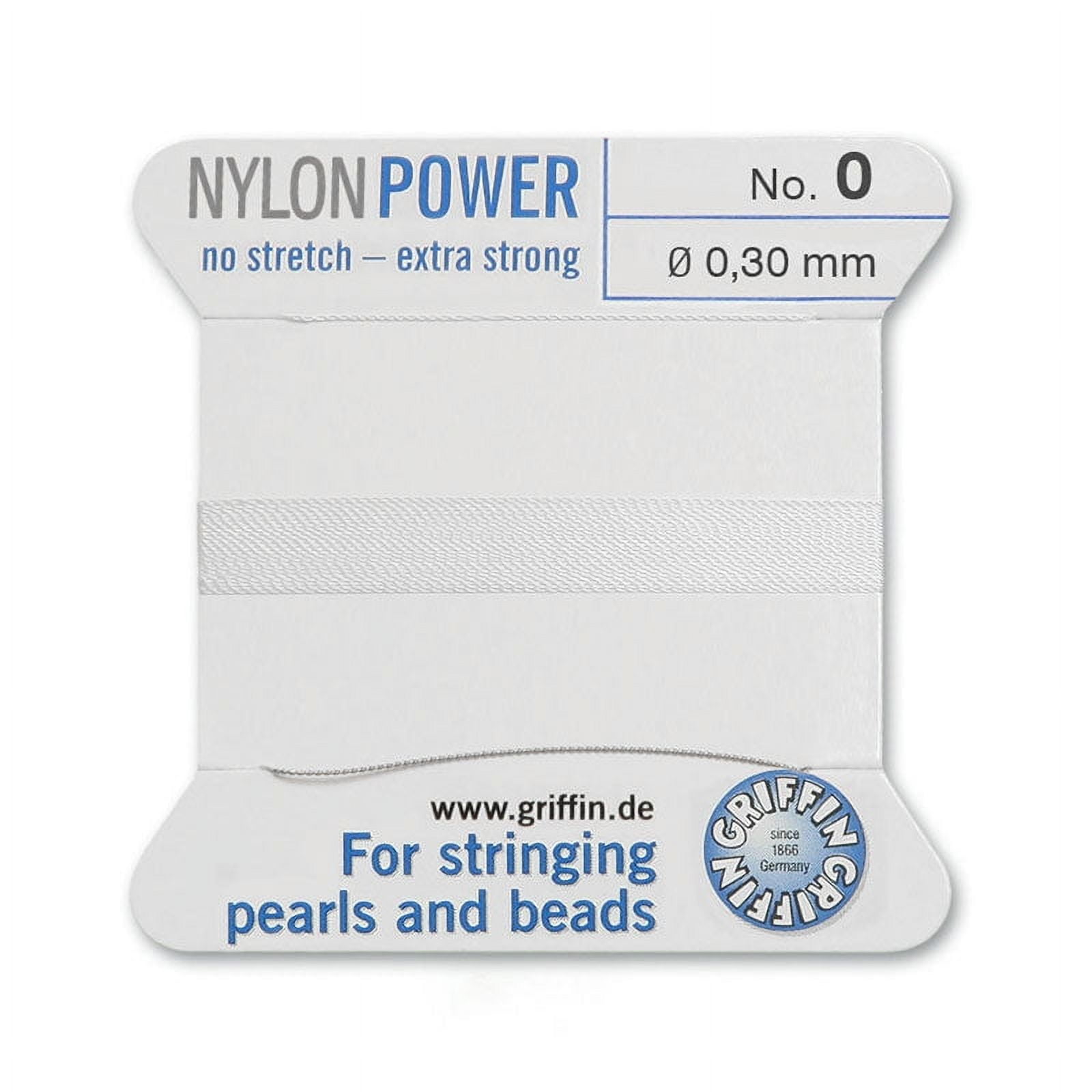 0 White Griffin Nylon Bead Cord (2 Meters)