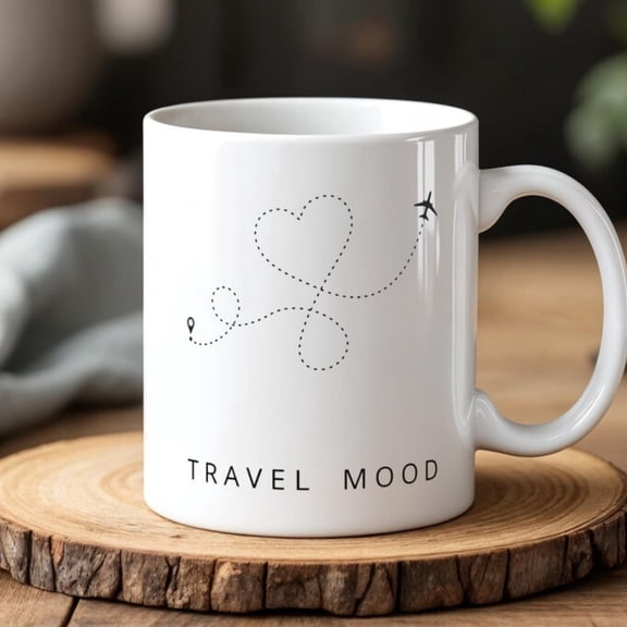 0 ml Travel Mood Ceramic Mug Cute Minimal Airplane Coffee Cup Travel Lovers Gift Wanderlust Adventurers.