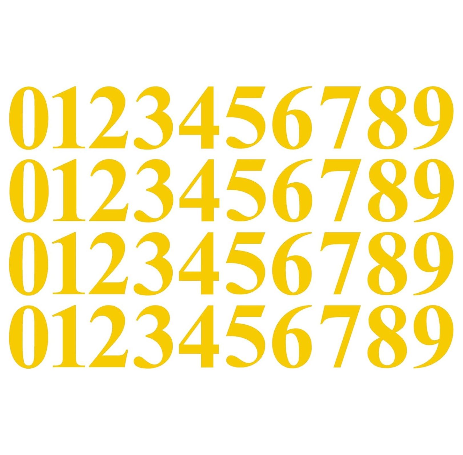 0 to 9 Number Stickers Yellow Vinyl Decals Set of 40 Choose Size!! 1 ...