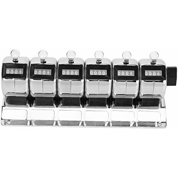 0 to 9999 Manual Tally Counter Metal Mechanical Counter 4Digit Conjoined 6 Units Pitch Click Counter$$Office