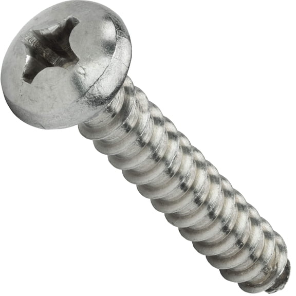 #0 x 3/16" Pan Head Sheet Metal Screws, Stainless Steel 18-8, Full Thread, Bright Finish, Self-Tapping, Quantity 100 By Fastenere