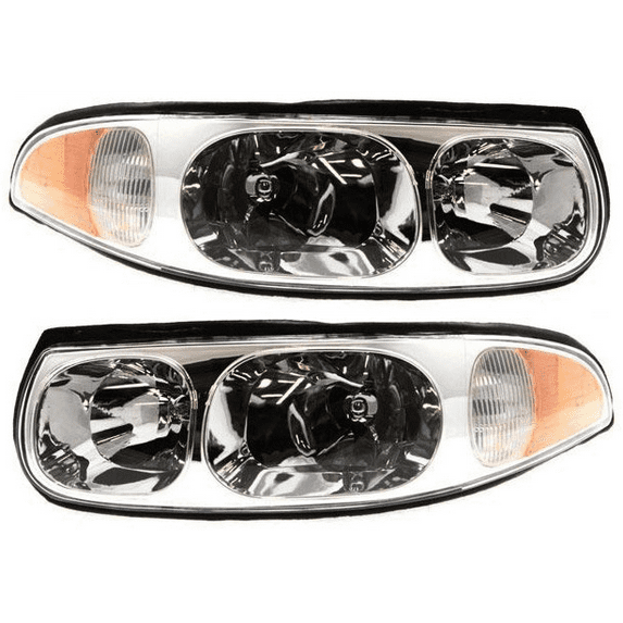 00-05 Bk LeSabre Limited Left & Right Headlamps w/fluted hi beam-4 bulbs pair