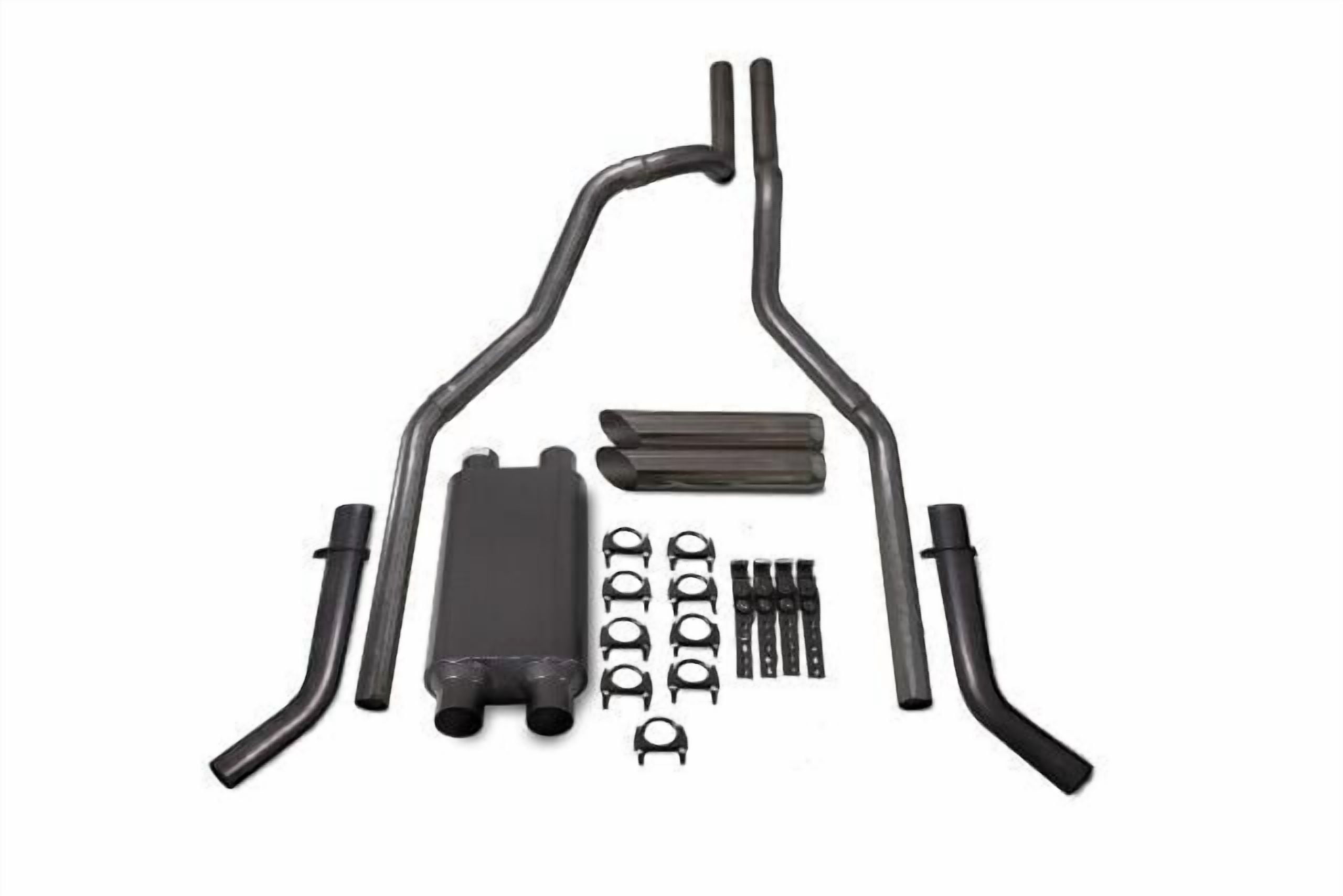 00-06 Chevy GMC 2500 2.5" Dual Exhaust Dual inlet 2 Chamber Slash Tip ...