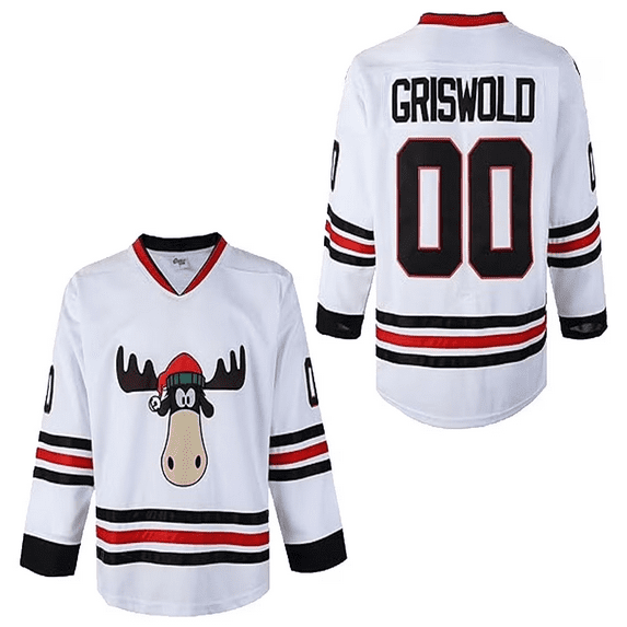 #00 Clark Griswold Hockey Jersey Christmas Movie V-Neck Long Sleeve Sportwear Women Men Sport Sweatshirt