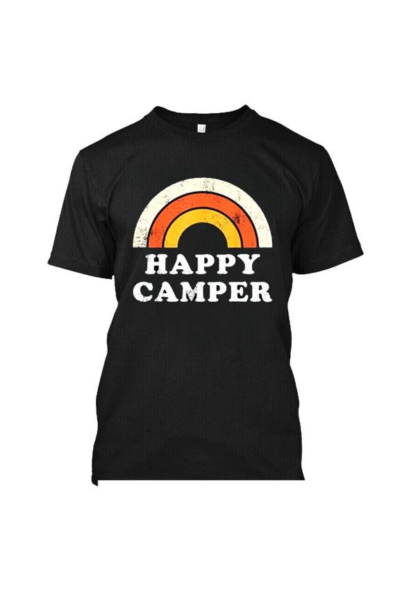 00017 NEW Happy Camper T-SHIRT BLACK FOR MEN AND WOMEN