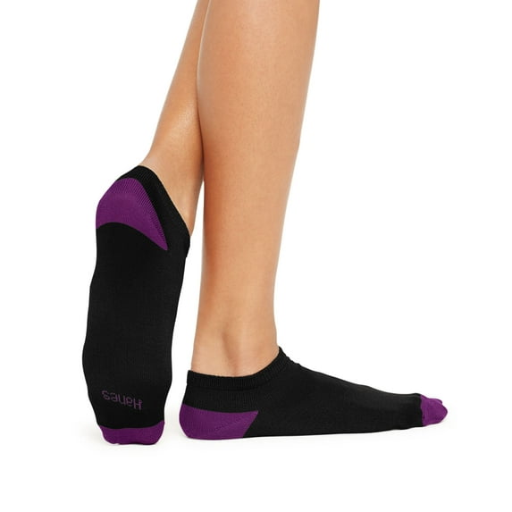 00038257698176 Womens Comfort Soft Low Cut Socks, Black & Purple - Size 5 to 9
