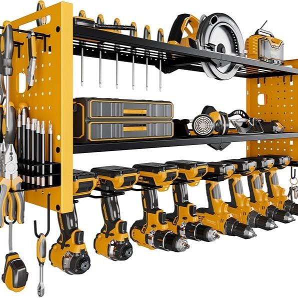 -001/002/003 Tool Organizer Wall Mount, Tool Rack with 8 Drill Holders ...