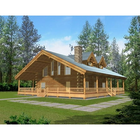 001-1061: Log Cabin 1 Bed, 2 Bath Luxury Home Plan, 2986 Sq Ft: Full Blueprints with License to Build by Home Plan Marketplace - Lesuto