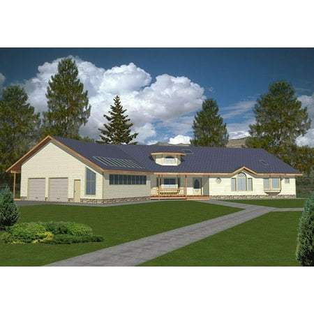 001-2013: Ranch Southern 4 Bed, 3 Bath Luxury Home Plan, 3496 Sq Ft: Full Blueprints with License to Build by Home Plan Marketplace - Lesuto