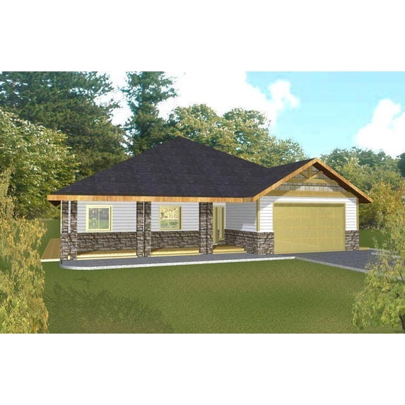 001-2133: Craftsman Ranch 3 Bed, 3 Bath Luxury Home Plan, 3176 Sq Ft: Full Blueprints with License to Build by Home Plan Marketplace - Lesuto
