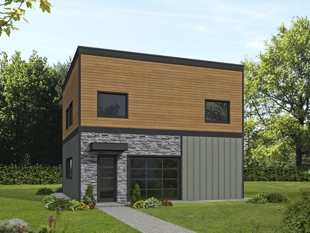 001-2300: Apartment Contemporary 0 Bed, 1 Bath Luxury Home Plan, 1024 ...