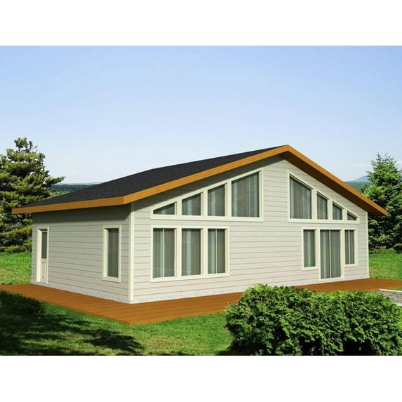 001-3304: Northwest 1 Bed, 2 Bath Luxury Home Plan, 960 Sq Ft: Full Blueprints with License to Build by Home Plan Marketplace - Lesuto