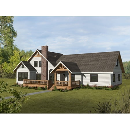 001-3460: Northwest Ranch 3 Bed, 3 Bath Luxury Home Plan, 2098 Sq Ft: Full Blueprints with License to Build by Home Plan Marketplace - Lesuto