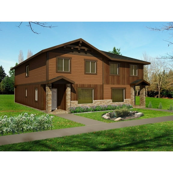 001-3572: Duplex 8 Bed, 6 Bath Luxury Home Plan, 3086 Sq Ft: Full Blueprints with License to Build by Home Plan Marketplace - Lesuto