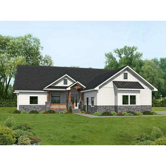 001-3853: Country Farmhouse 3 Bed, 3 Bath Luxury Home Plan, 2354 Sq Ft: Full Blueprints with License to Build by Home Plan Marketplace - Lesuto