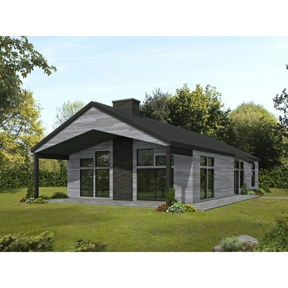 001-3873: Small & affordable Modern 2 Bed, 2 Bath Luxury Home Plan, 1920 Sq Ft: Full Blueprints with License to Build by Home Plan Marketplace - Lesuto