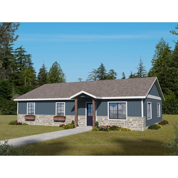 001-3925: Small & affordable Vacation rental 3 Bed, 2 Bath Luxury Home Plan, 1408 Sq Ft: Full Blueprints with License to Build by Home Plan Marketplace - Lesuto