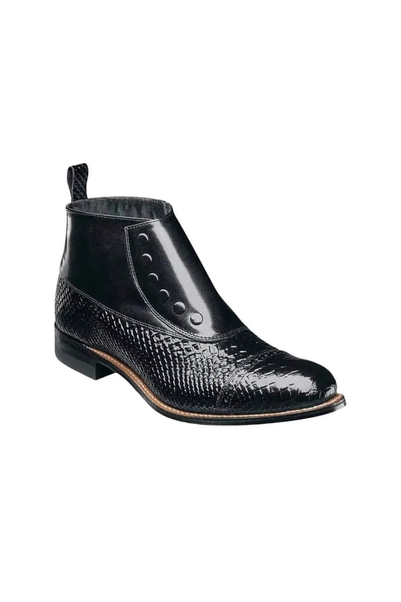 00109, Stacy adams Leather Boot Anaconda Print Spectator Spat All Colors