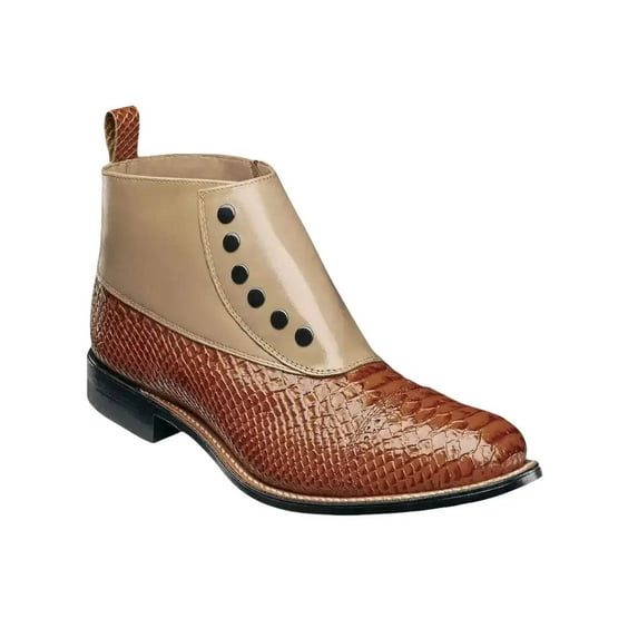 00109, Stacy adams Leather Boot Anaconda Print Spectator Spat All Colors