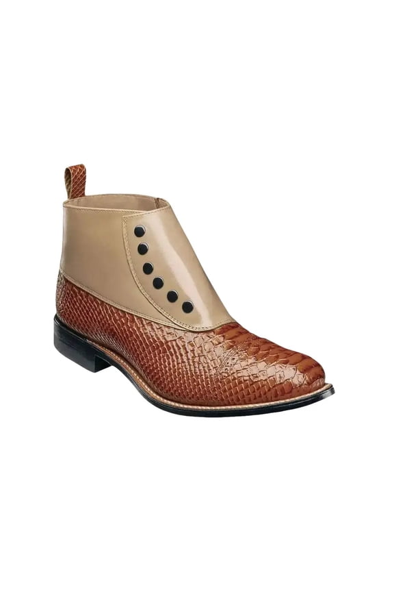 00109, Stacy adams Leather Boot Anaconda Print Spectator Spat All Colors