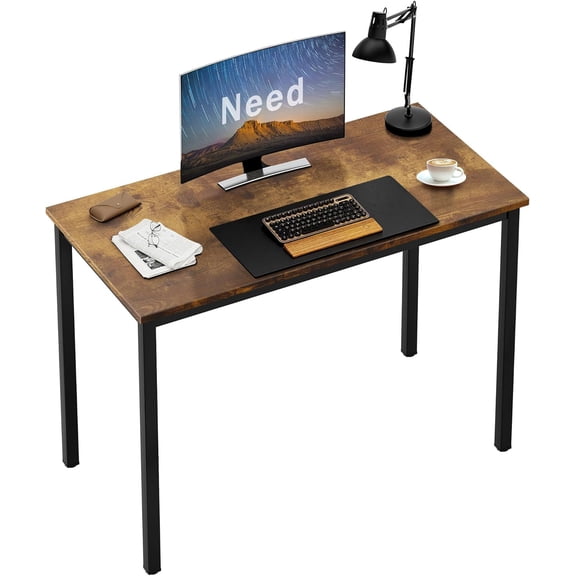 002 Small Modern Writing Desk 31.5" Sturdy & Heavy Duty for Small Spaces, Rustic Brown & Black AC3FB (80 * 40)
