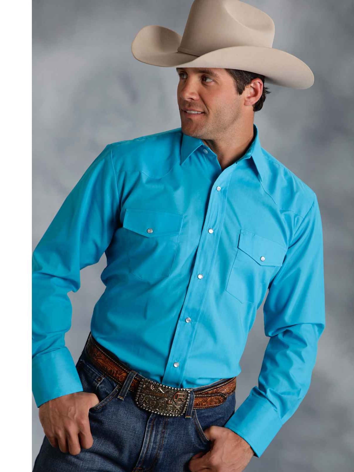 Roper 0025 Men's Long Sleeve Western Style Shirt Solid Broadcloth
