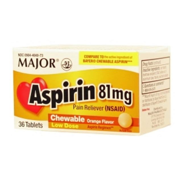 005MJRX MAJOR ASPIRIN 81MG CHEW TAB ASPIRIN81 MG Orange 36 TABLETS UPC