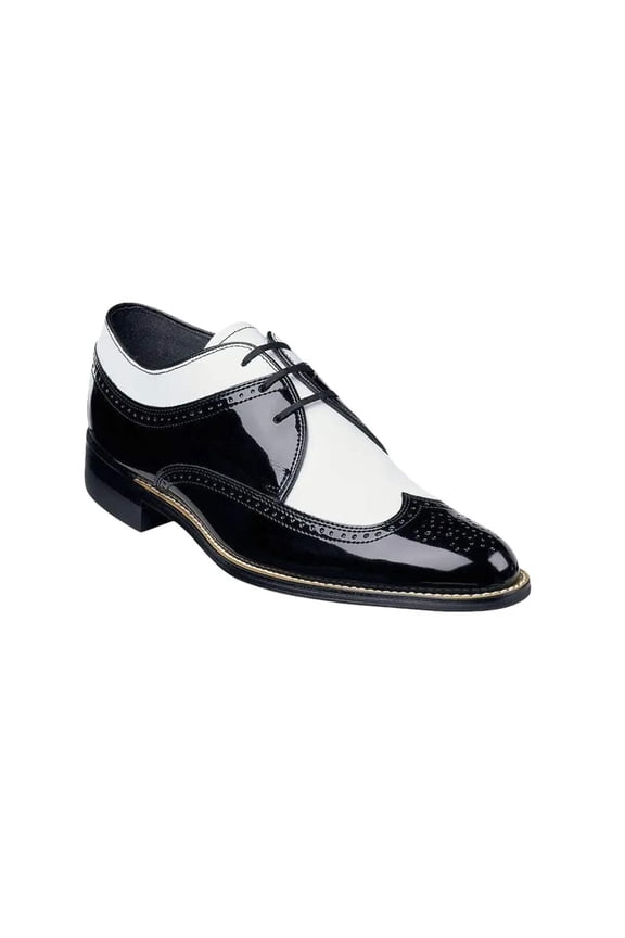 00605, Stacy Adams Leather Shoes Dayton Wingtip Oxford Black and White