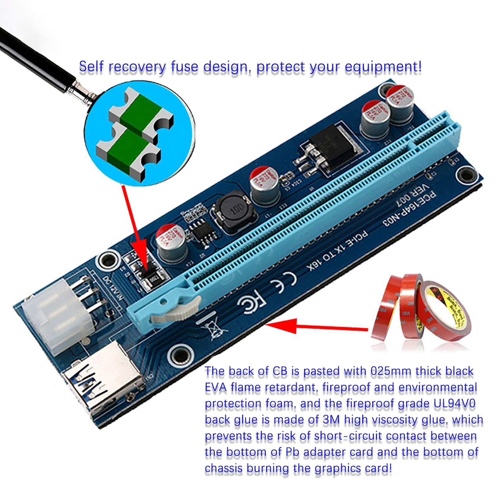 007E1X to 16 graphic card extension 6PIN power supply USB3.0 Usb Video