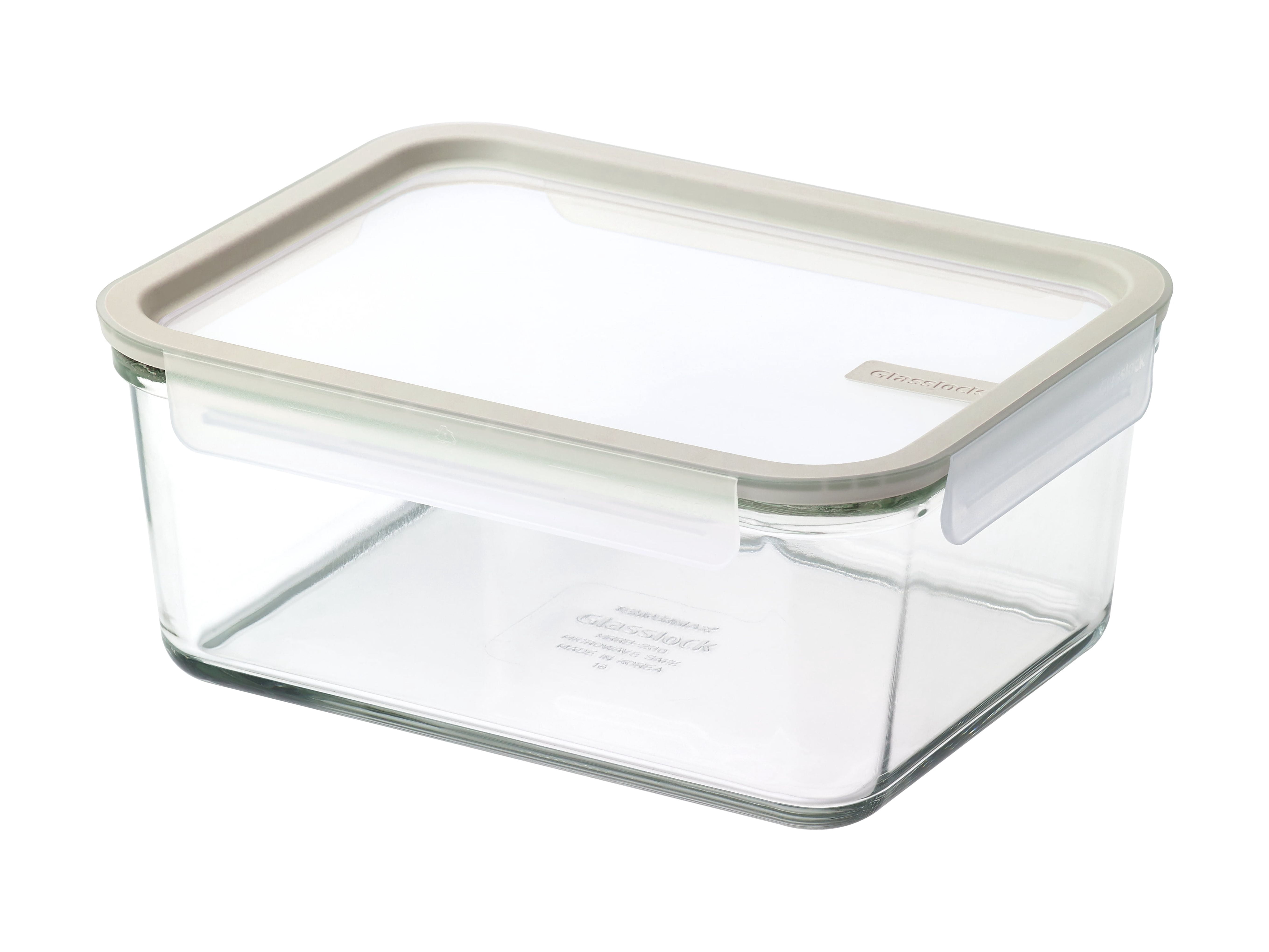Glasslock Sens 9.7 Cup Rectangle Glass Food Storage Container with Lid, Clear