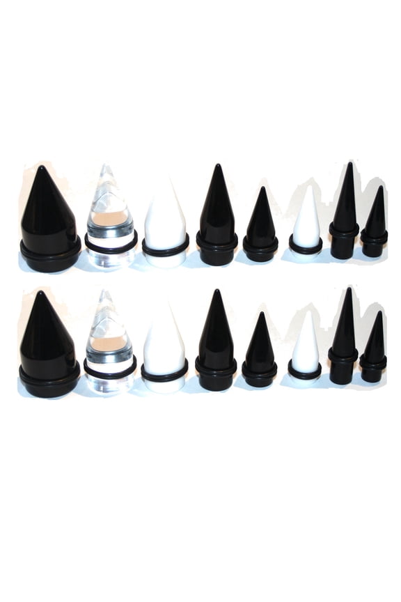 00G-1 inch - 8 Pairs Black White Clear Tapers gauges expanders