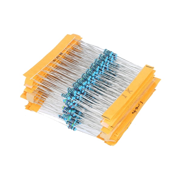 00PCS 1/4W Chromatic Ring Resistor Metal Film Resistor Assortment Kit with Permissible Error 1% 30 Resistance Values 10/22/47/100/150/200/220/270/330/470/510/680 ohm