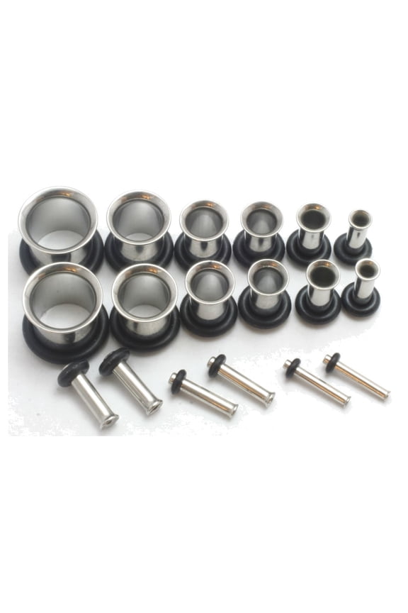 00g-14g 9 Pairs STEEL EAR PLUGS tunnels