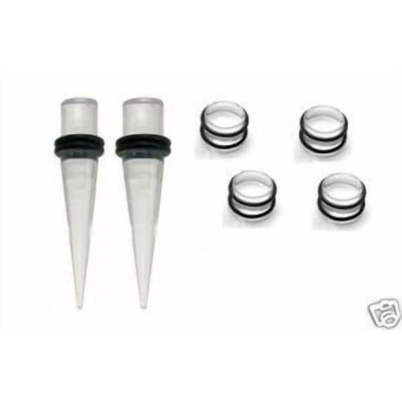 00g gauge PAIR CLEAR Tapers & Plugs Ear Stretching Kit