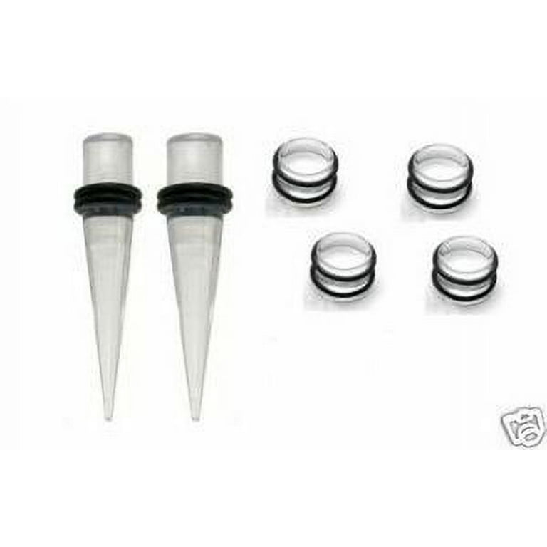 00g gauge PAIR CLEAR Tapers Plugs Ear Stretching Kit
