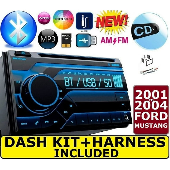 01 02 03 04 FORD MUSTANG BLUETOOTH CD USB AUX Double Din Radio Stereo Dash Kit