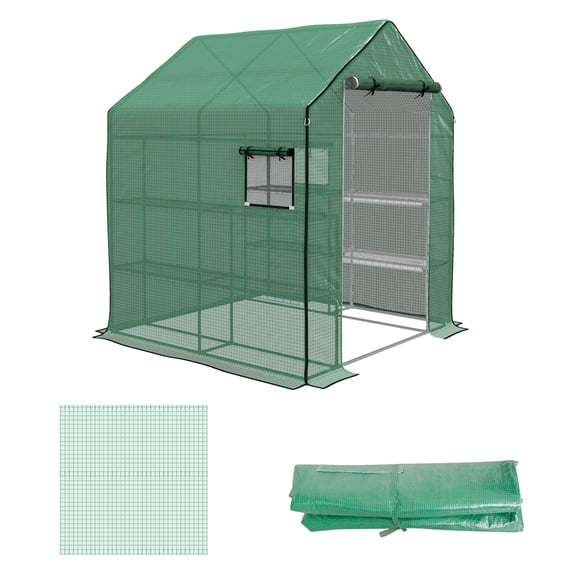 01-0472 Replacement Cover, 55" x 56.25" x 74.75" Walk-in Greenhouse Cover Reinforced Anti-Tear PE Hot House Cover, Green