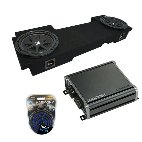 02-13 Chevy Silverado HD Crew Truck Kicker Comp C10 Dual 10" Sub Box CXA8001 Amp