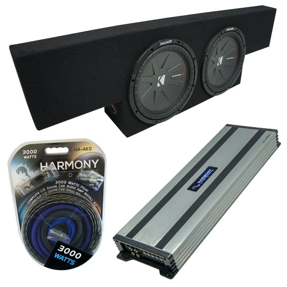 01-06 GMC Sierra Non-HD Crew Truck Kicker CompR CWR12 Dual 12 Sub Box HA-A1500.1