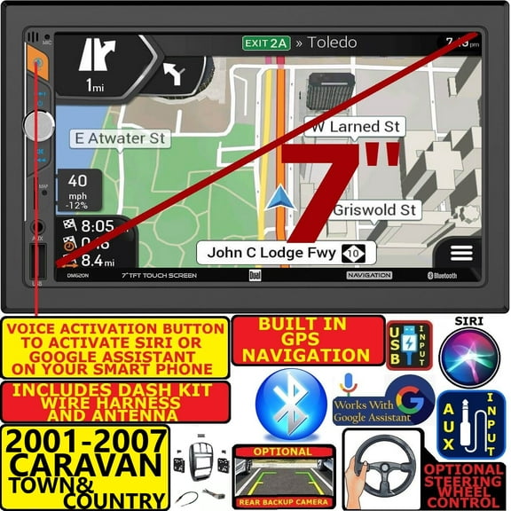 01-07 CARAVAN TOWN & COUNTRY BLUETOOTH NAVIGATION OPT. SIRIUSXM CAR STEREO RADIO