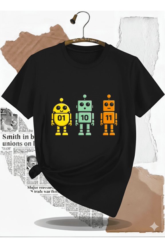 01 10 11 Funny Binary Code Robots Coder Programmer Nerd T-Shirt, for men & women, S-5XL