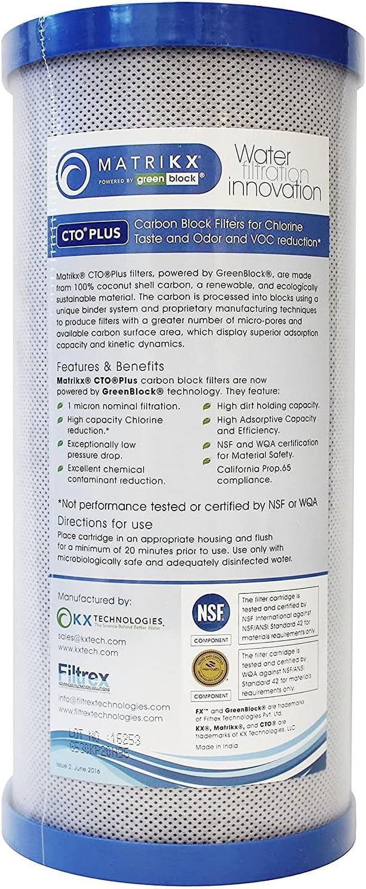 01 450 10 MATRIKX 10 x 45 MatriKX CTO Plus 1 Micron ChlorineChloramine VOC Reduction Filter