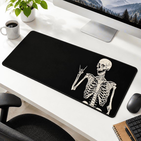 01 Black Human Skeleton Large Gaming Mouse Pad 31.5x11.8 Inch Desk Mat