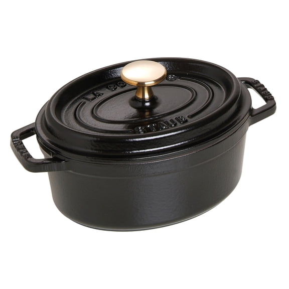 01) Cocotte Only Staub La Cocotte Oval Dutch Oven Black 17 cm Enamel Cast