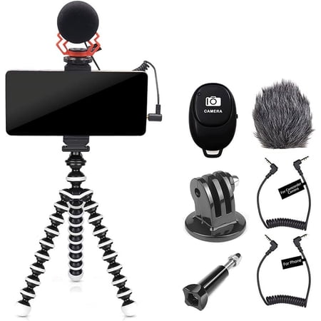 -01 Portable Flexible Tripod Adjustable Cell Phone Tripod with Remote/Smartphone Clip/Gopro Adapter