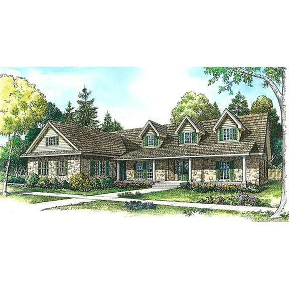 010-204: Country Farmhouse 3 Bed, 3 Bath Luxury Home Plan, 2063 Sq Ft: Full Blueprints with License to Build by Home Plan Marketplace - Lesuto