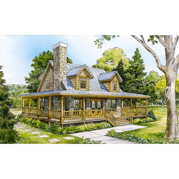 010-3091: Country Farmhouse 3 Bed, 2 Bath Luxury Home Plan, 1479 Sq Ft: Full Blueprints with License to Build by Home Plan Marketplace - Lesuto